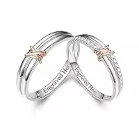 TOUPOP Sterling Silver Moissanite Couples Rings Wedding Band Sets-style_name:D Moissanite Wedding Ring Set