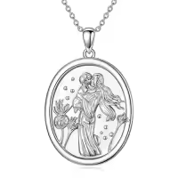 TOUPOP Sterling Silver & Stone Pendant Necklace For Women-style_name:Mother and Daughter Necklace