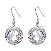 wholesale TOUPOP Flamingo Earrings 925 Sterling Silver Crystal Flamingo Gifts Palm Tree Flamingo Jewelry Birthday Valentines Day Gifts For Women Her -color_name:Purple Crystal