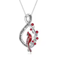 TOUPOP 925 Sterling Silver Animal Infinity Pendant Jewelry Gifts-style_name:Red Cardinal Necklace-1