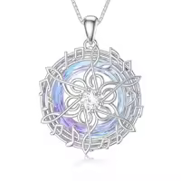 TOUPOP Sterling Silver Blue Crystal Rotating Music Note Pendant Necklace-style_name:Purple