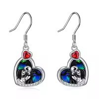 TOUPOP Sterling Silver Nightmare Earrings Jack Sally Skull Jewelry-style_name:Style 1-Abalone Shell