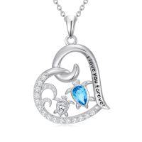 wholesale Heart Jellyfish/sea Turtle/dolphin/starfish Necklace For Women 925 Sterling Silver Ocean Necklace Animal Pendant Ocean Jewelry Christmas Gifts -style_name:Sea Turtle