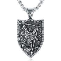 wholesale Patron Saint Necklace S925 Sterling Silver Four Way Cross Necklace St Michael/st Christopher/st Benedict/st Joseph/st Francis Pendant, Religious Protection Necklace For Men Women Birthday Father's Day Anniversary -style_name:4-St Michael-Shield