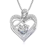 TOUPOP 925 Sterling Silver 12 Birthstone Double Heart Rose Necklace-color_name:4-Apr-Diamond