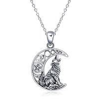 wholesale TOUPOP Wolf Jewelry - Sterling Silver Crystal Opal Howling Wolf Pendant Necklace For Women, Men, Mom, Friend Or Birthday -color_name:Style-1
