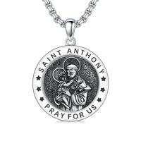 wholesale Saint Patron Necklace For Men Women 925 Sterling Silver Saint Pendant With Stainless Steel Chain St Medal Protection Necklace Catholic Religious Amulet Gifts For Him -style_name:K-St Anthony Necklace A