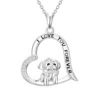TOUPOP Sterling Silver & Stone Dachshund Corgi Dog Lover Necklace Gift-style_name:Shih Tzu