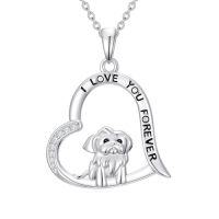 wholesale TOUPOP Heart Dog Necklace 925 Sterling Silver Dachshund/corgi/shih Tzu/yorkshire Terrier/basset Hound/greyhound Pendant Jewelry Dogs Lover Christmas Gifts For Women -style_name:Shih Tzu