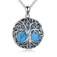 wholesale TOUPOP Tree Of Life Necklace 925 Sterling Silver Family Celtic Tree Necklace Dainty Pendant Irish Jewelry Birthday Anniversary Christmas Gifts For Women Mom Wife Girlfriend -style_name:Turquois Tree Pendant