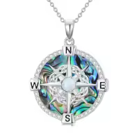 TOUPOP Sterling Silver Compass Urn Necklace For Women-style_name:G01-Abalone Shell