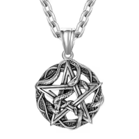 TOUPOP Stainless Steel Stone Skull Dragon Pendant Necklace for Men-style_name:star of david