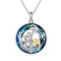 TOUPOP Sterling Silver Crystal Elephant Necklace For Women Mother And Daughter Or Son-style_name:Elephant Necklace