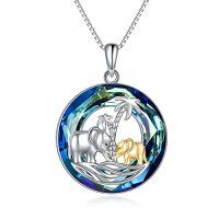 wholesale TOUPOP Christmas Gifts Elephant Necklace For Women Sterling Silver Crystal Mother And Daughter Or Son Jewelry -style_name:Elephant Necklace