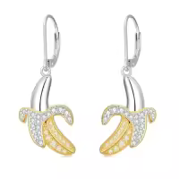 TOUPOP Sterling Silver Fruit Earrings Cherry Strawberry Lemon Pineapple Banana Jewelry Christmas Gifts-style_name:Banana