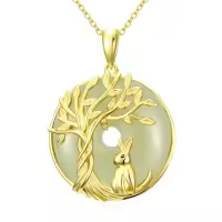 TOUPOP 14K Gold Plated Sterling Silver Tree Of Life Animal Pendant Jewelry-style_name:Rabbit