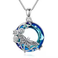 TOUPOP Sterling Silver Crystal Dragonfly Butterfly Necklace Gift for Women-style_name:C - Blue Crystal Dragonfly