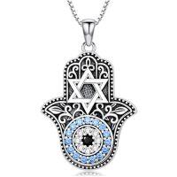 wholesale TOUPOP Evil Eye Necklace 925 Sterling Silver Protection Necklace For Women Her Wife Mom Sister Anniversary Birthday Graduation Gifts -style_name:Hamsa Evil Eye