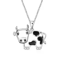 TOUPOP Sterling Silver Heart Cow Pendant Necklace Animal Jewelry Gifts-style_name:Cow