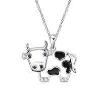 wholesale TOUPOP Cow Necklace Cow Christmas Gift 925 Sterling Silver Heart Cow Pendant Necklaces Cute Animal Jewelry Gifts For Women Cow Lovers Birthday Gifts Ideas -style_name:Cow