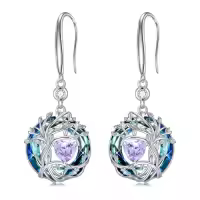 TOUPOP Sterling Silver Austrian Crystal Tree Of Life Birthstone Dangle Earrings-color_name:06-Jun-Alexandrite