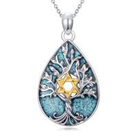 wholesale TOUPOP Christmas Gifts Tree Of Life Nekclace 925 Sterling Silver Turquoise Mustard Seed Necklace For Women Xmas Birthday Gift For Her -style_name:Star of David
