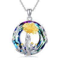 wholesale TOUPOP Christmas Gifts For Mom 925 Sterling Silver Mother And Daughter/son Necklace Rose Flower Crystal Jewelry Birthday Gifts For Women Wife Grandma -style_name:Sunflower-Mother 4 Children