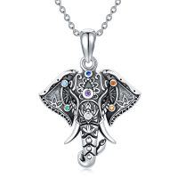 wholesale Elephant Necklaces For Women 925 Sterling Silver Chakra Necklace Pendant Elephant Jewelry Christmas Gifts For Women -style_name:2-Elephant Necklace