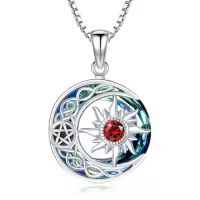 TOUPOP Sterling Silver Blue Crystal Sun Moon Necklace-style_name:01 Jan