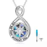 TOUPOP Sterling Silver Abalone Shell Urn Necklace For Ashes Memorial Jewelry-style_name:29-Copass