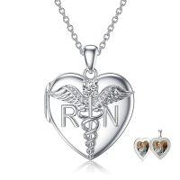 wholesale TOUPOP Nurse Gifts For Women 925 Sterling Silver Caduceus Angel Wing Rn Necklaces Jewelry Gifts For Nurses Doctors Medical Students Nurses Week Appreciation Graduation Christmas Gift -style_name:RN Locket Necklace