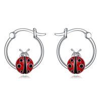 wholesale TOUPOP Duck Earrings For Women Sterling Silver Duck Huggies Hoop Earrings Duck Jewelry Cute Duck Gifts For Girlfriend Women Birthday -style_name:Lladybug