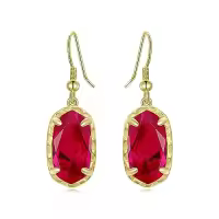 TOUPOP 925 Sterling Silver Gemstone Dainty Drop Earrings-color_name:Z-Red