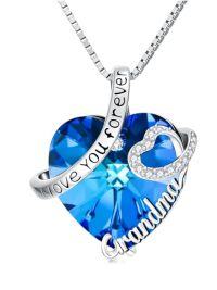 wholesale TOUPOP Mothers Day Gifts For Mom 925 Sterling Silver I Love You Forever Necklace Heart Crystal Mother Daughter Jewelry Birthday Gifts For Her Women Grandma Nana From Daughter Son -style_name:Grandma