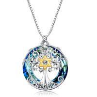 wholesale TOUPOP Tree Of Life Necklace Sterling Silver Celtic Knot Tree Pendant Blue Crystal Jewelry Christmas Gifts For Women Men -style_name:Star of David