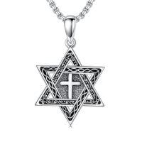 wholesale Star Of David Necklace S925 Star Of David Necklace With Cross Jewish Jewelry Gifts For Christmas Birthday -style_name:Celtic Star of David
