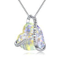 wholesale TOUPOP Heart Pendant Necklace Forever Love Sterling Silver Crystal Birthstone Necklaces Anniversary Jewelry Birthday Gifts For Women -style_name:04-Apr.