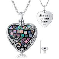 wholesale TOUPOP Heart Locket Necklace/urn Necklace For Ashes 925 Sterling Silver Rose Flower Abalone Shell Jewelry Gifts For Women -style_name:Urn Necklace
