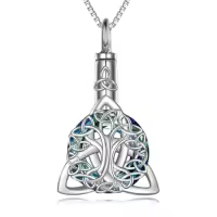 TOUPOP Sterling Silver Abalone Shell Urn Necklace For Ashes Memorial Jewelry-style_name:5-Celtic