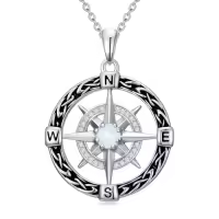 TOUPOP 925 Sterling Silver Celtic Knot Necklace Irish Jewelry Gifts-style_name:3-Compass Necklace(Oxidation)