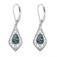 TOUPOP Sterling Silver Gemstone Teardrop Dangle Drop Earrings-color_name:Moss Agate