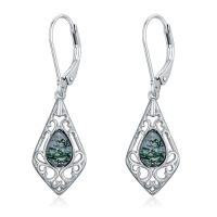 wholesale Filigree Bohemian Earrings 925 Sterling Silver Teardrop Gemstone Dangle Drop Earrings Fine Jewelry Birthday Christmas Gifts For Women -color_name:Moss Agate