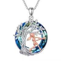 TOUPOP Sterling Silver Crystal Tree Of Life Pendant Sport Music Jewelry Gifts-style_name:Baseball