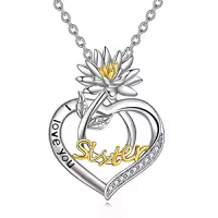 TOUPOP Sterling Silver Birth Flower Sister Necklace-color_name:01-January-Snow Lotus