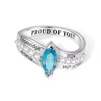 TOUPOP 925 Sterling Silver Birthstone Personalized Class Of 2024 Rings For Women-style_name:B class ring