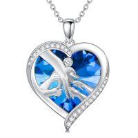 wholesale TOUPOP Gifts For Mom 925 Sterling Silver Mother And Daughters/sons Hands Necklace Blue Heart Crystal Jewelry Mothers Day Birthday Gifts For Women -style_name:5 child