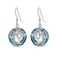wholesale TOUPOP Tree Of Life Initial Earrings 925 Sterling Silver A-z Letter Drop Dangle Earrings Blue Circle Crystal Jewelry Birthday Christmas Gifts For Women Her Girlfriend Mom -style_name:Y Initial