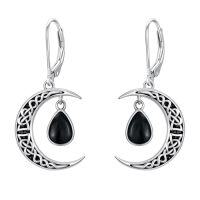 wholesale Celtic Moon Earrings 925 Sterling Silver Vintage Crescent Earrings Witch Jewelry Gifts For Women -color_name:Black Onyx