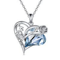 wholesale TOUPOP Sterling Silver Necklace Wolves/elephants/pandas/penguins Pendant Necklace For Mom Daughter -color_name:Crystal Mom Necklace