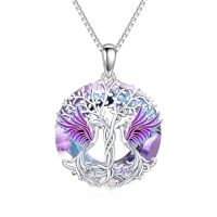 wholesale TOUPOP Christmas Gifts Phoenix Necklace 925 Sterling Silver Crystal Nirvana Of Phoenix Rising Jewelry Christmas Birthday Gifts For Women -style_name:Two Phoenixes-Purple Crystal